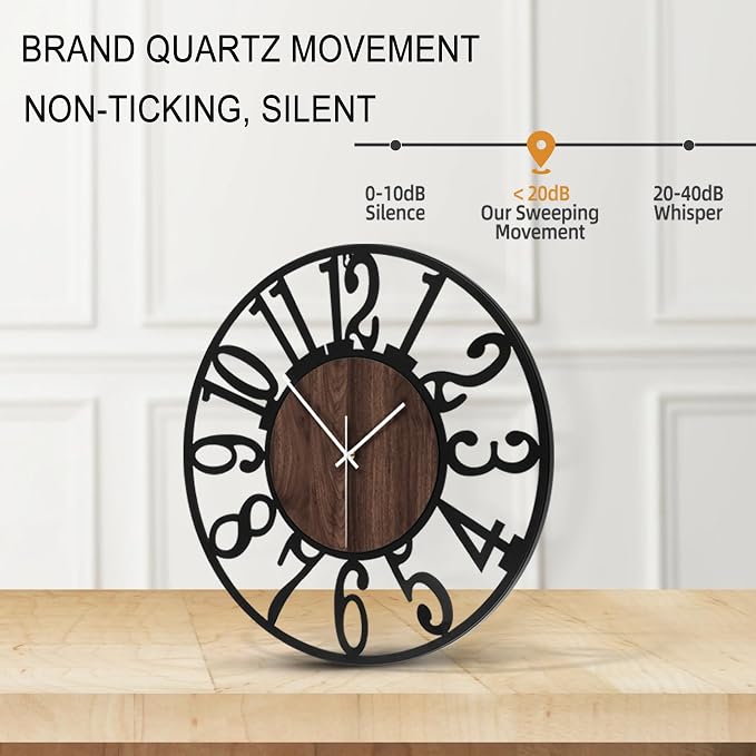 Large Wall Clock for Living Room Decor, 16 Inch Non Ticking Silent, Battery - Image 5
