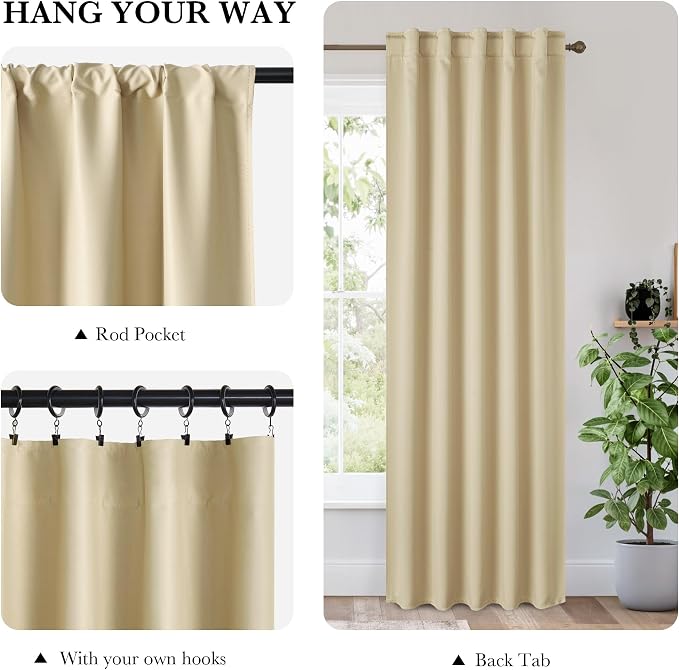 RYB HOME 100% Blackout Short Curtains - Image 3