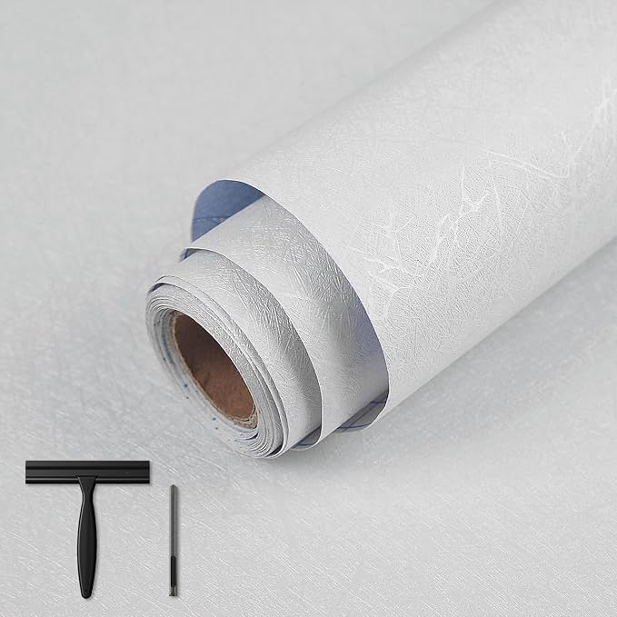 Abyssaly White Wallpaper Peel and Stick 15.7" x 196.8" Silk Embossed White by Abyssaly