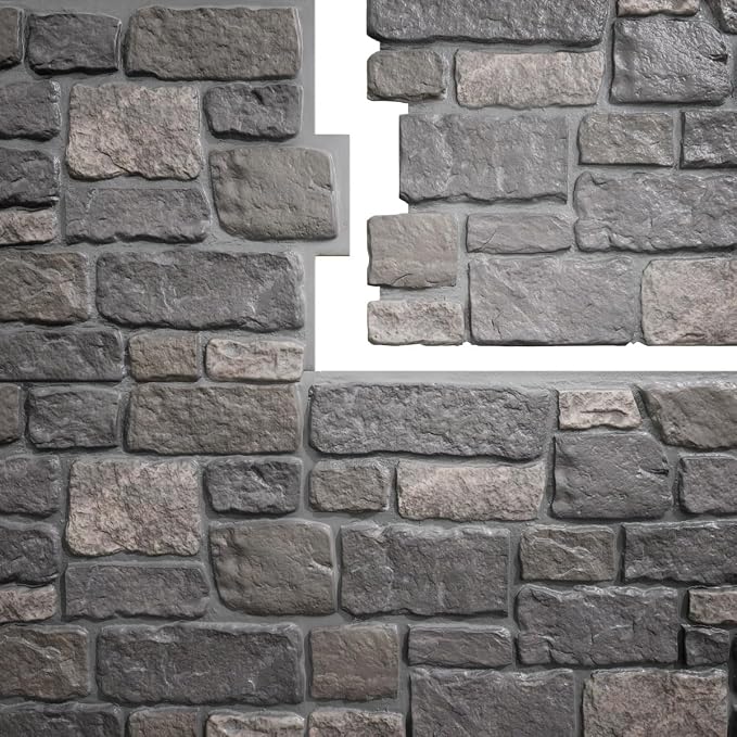 EverStone Cobblestone Faux Stone Panel, Charcoal Color - Image 9