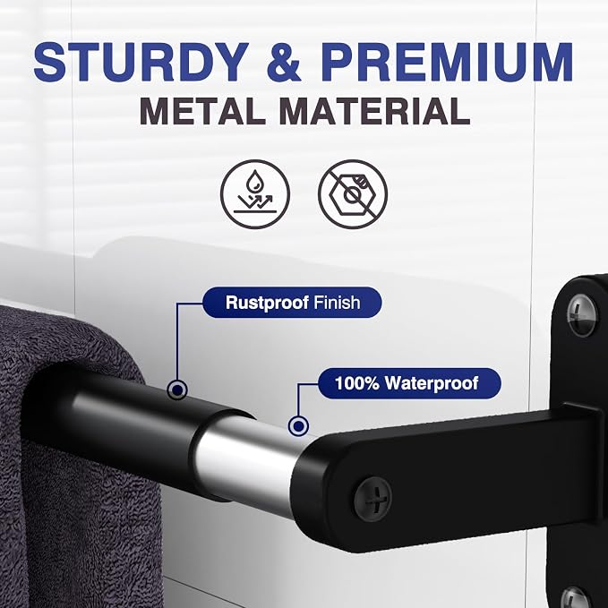 Powools Matte Black Towel Rack for Bathroom - Image 2