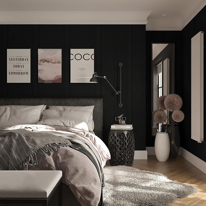 Orainege Black Wallpaper Peel and Stick Wallpaper 15.7"x196.8" Textured Contact - Image 6