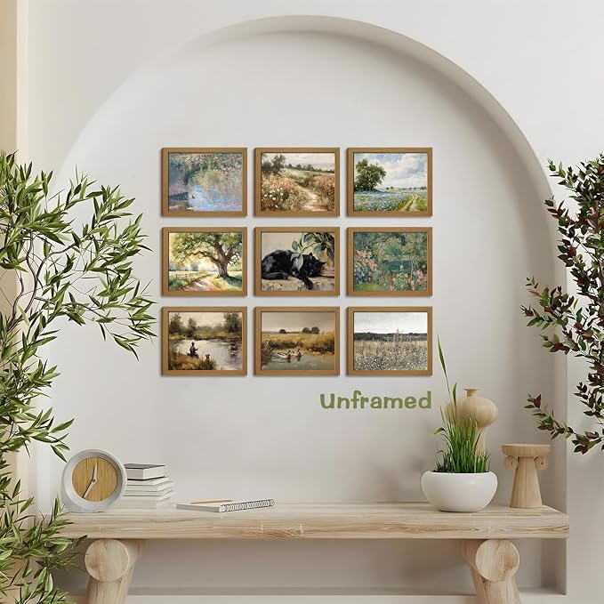 SEHSUVC Vintage Country Classic Oil Wall Art Set of 9, Flowers Tree Farmhouse - Image 7