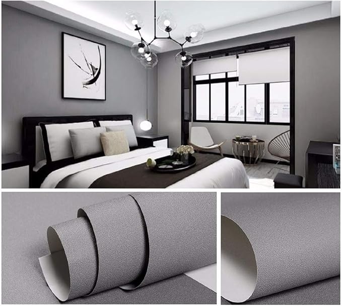 practicalWs Gray Self-Adhesive Wallpaper SelfA-dhesive Film Stick Paper Easy to - Image 2