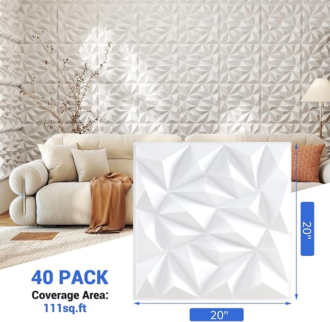 Giantex 40 Pack 3D Wall Panels, Lightweight Waterproof, DIY Cut & Paint - Image 8