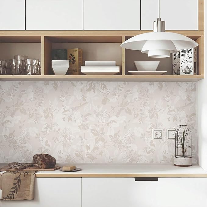 Heroad Beige Brown Wallpaper Floral Wallpaper Peel and Stick Boho Contact Paper - Image 3