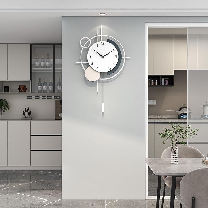 Large Decorative Wall Clock Silent Non-Ticking Quartz Battery Operated Pendulum - Image 3