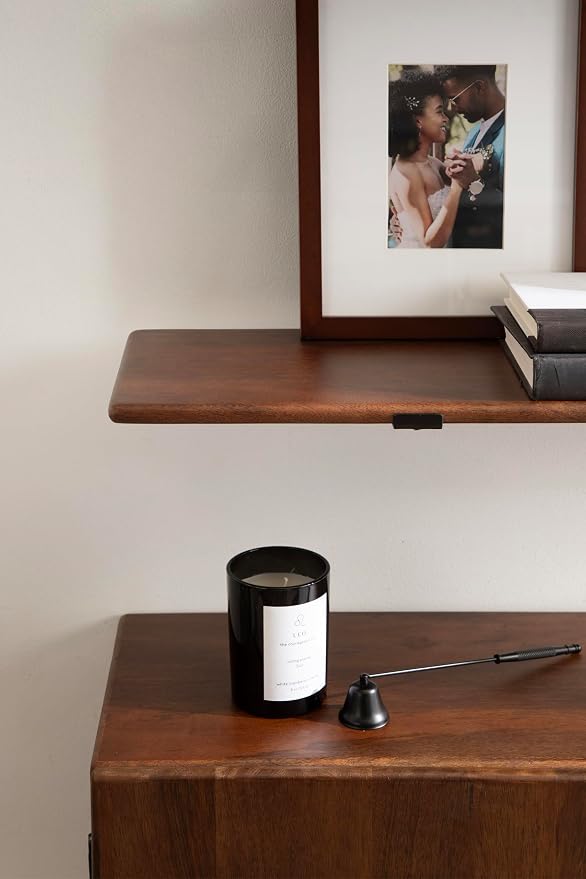 Kate and Laurel Atwood Three-Tiered Adjustable Mango Wood Wall Shelf, Walnut - Image 6