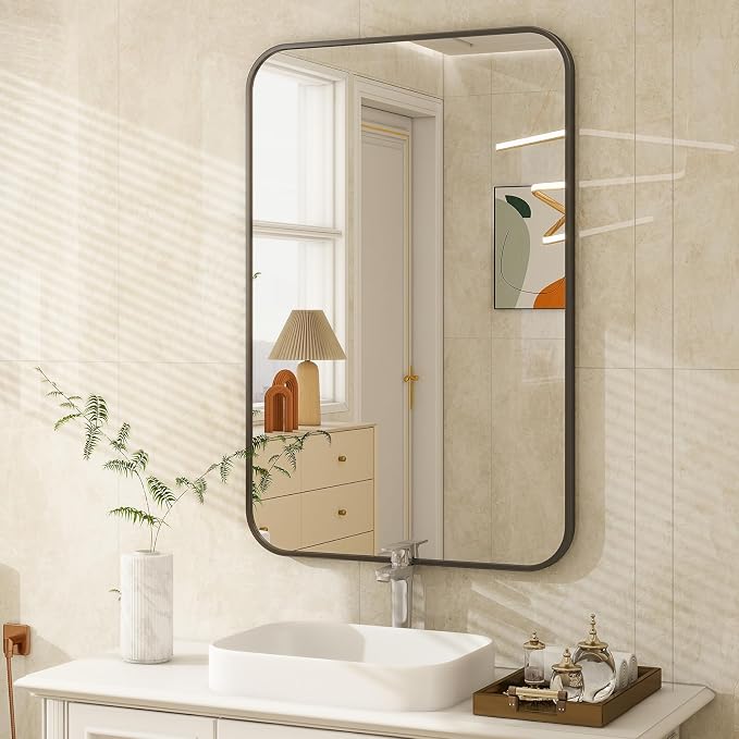 Easly 20 x 28 Inch Bathroom Mirror, Rounded Rectangular Vanity Mirror - Image 8
