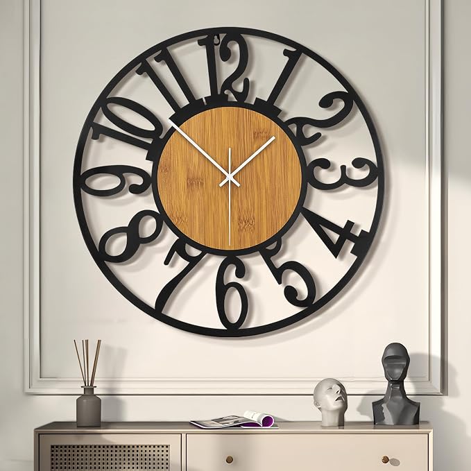 LEIKE Large Wall Clocks, Non Ticking, Battery Operated Rustic Round Modern Big by LEIKEWALLCLOCK