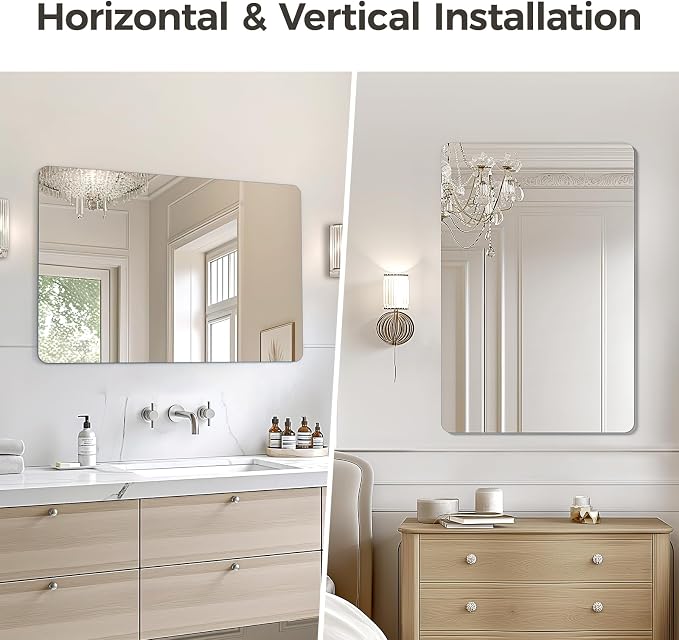 USHOWER 2-Pack Frameless Bathroom Mirrors - Image 4