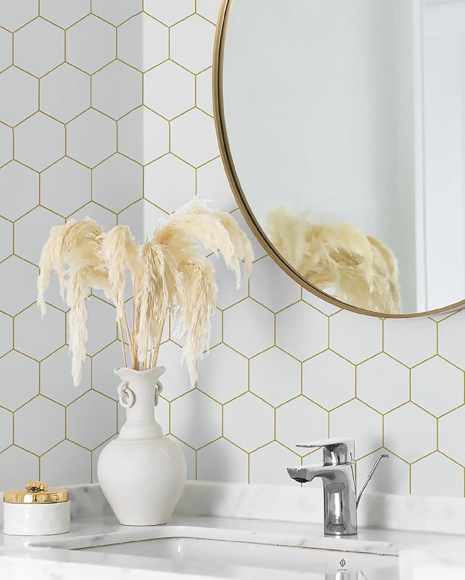 Gold Wallpaper Geometric Peel and Stick Wallpaper - Image 4