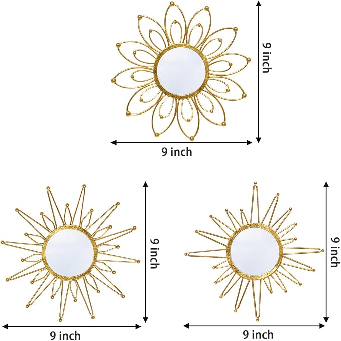 Mirror Wall Decor Gold Mirrors for Wall Metal Sunburst Mirrors Home Decoration - Image 2