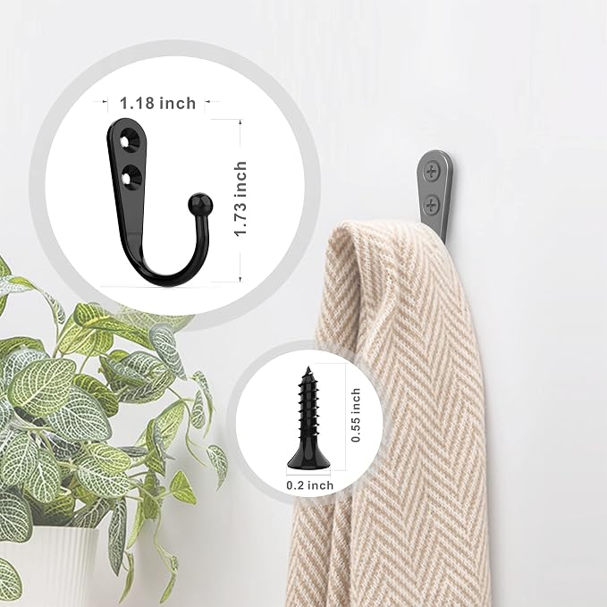 ZAYBOD 15Pcs Black Wall Mounted Coat Hooks, Hanger Hook - Image 7