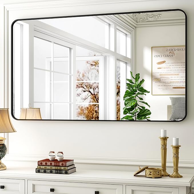 Easly 30 x 48 Inch Bathroom Mirror, Rounded Rectangular Vanity Mirror by EASLY