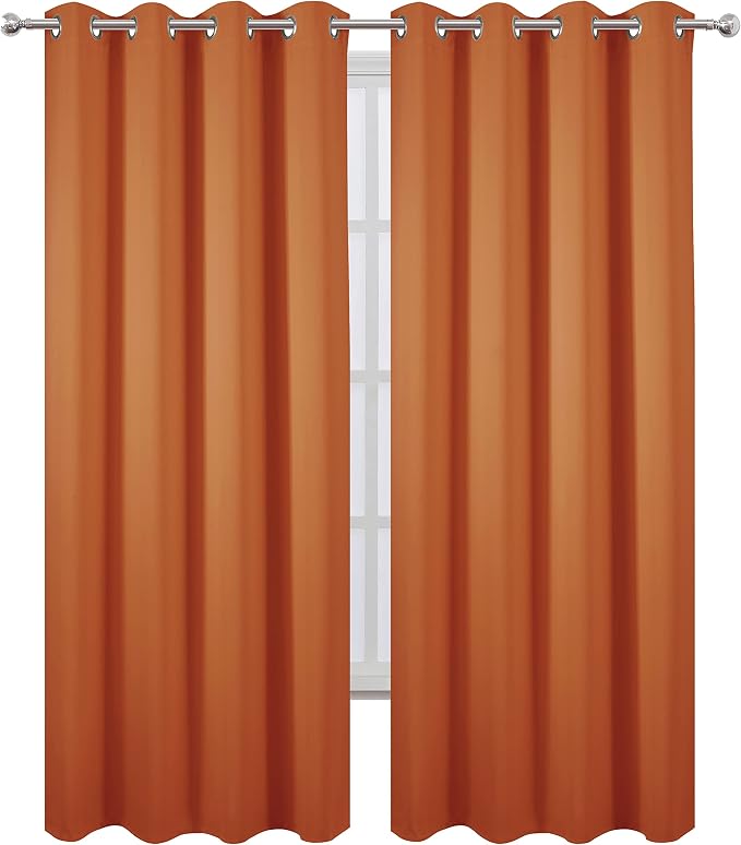 LEMOMO Blackout Curtains 66 x 95 inch/Orange Curtains Set of 2 Panels/Thermal - Image 2