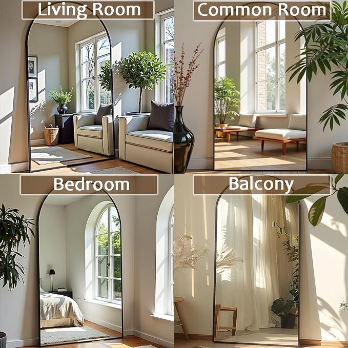 Rowjut Floor Full Length Mirror, Arched Mirrors Full Length 81"x41" - Image 5