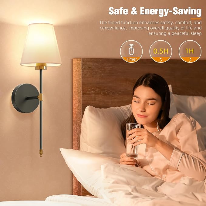 NIORSUN Battery Operated Wall Sconce Set of 2, 9 Colors Wireless Wall Lamps - Image 5