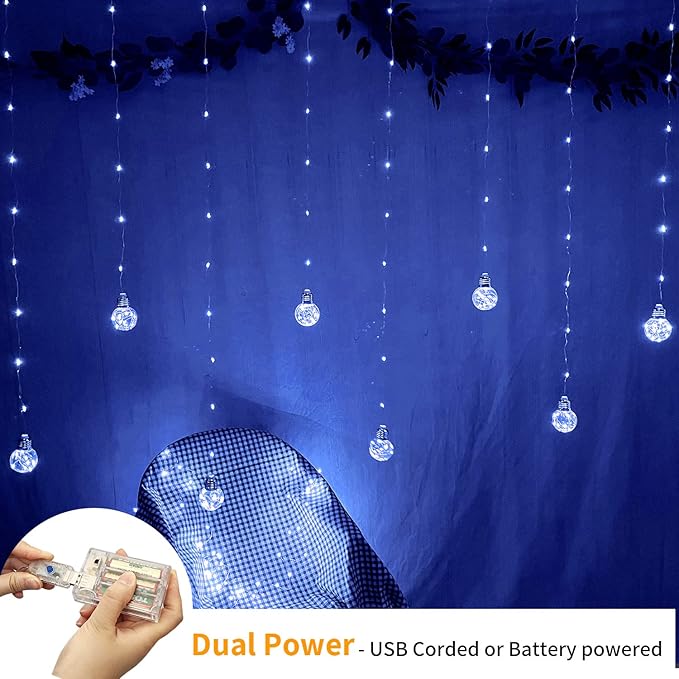 YOLIGHT Wishing Ball Curtain Lights 200 LED Window Curtain String Lights - Image 5