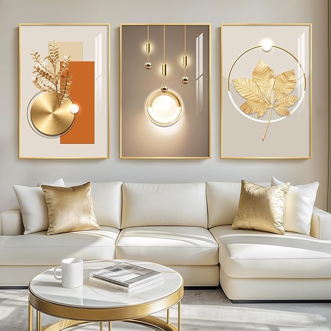 Framed Modern Luxury Gold Large Wall Art by Cuspin