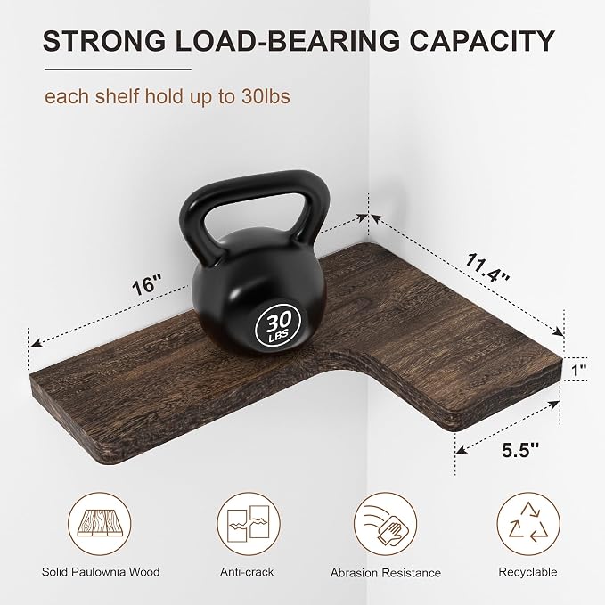fuqing Floating Corner Shelves, Wall Shelf Set of 3, Shelves - Image 2