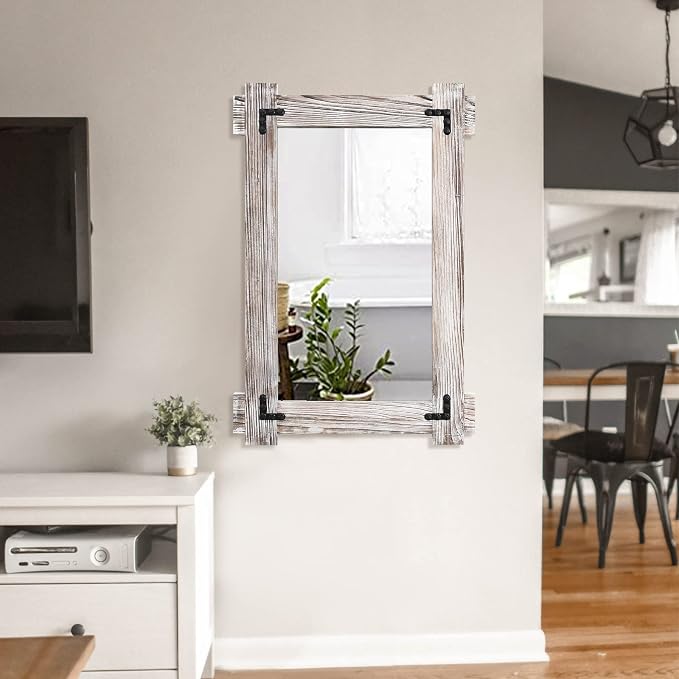 MeMoreCool Large White Farmhouse Mirror 40x28 Inch, Wood Framed Decorative Wall - Image 8