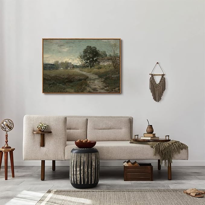OIQArtOIQ Framed Vintage Landscape Wall Art French Country Cottage Natural - Image 4