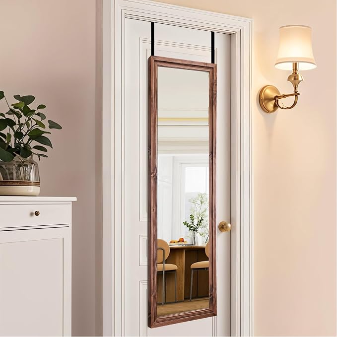 48"x14" Door Mirror, Rustic Full Length Mirror, Over The Door Hanging Mirrors by Unknown