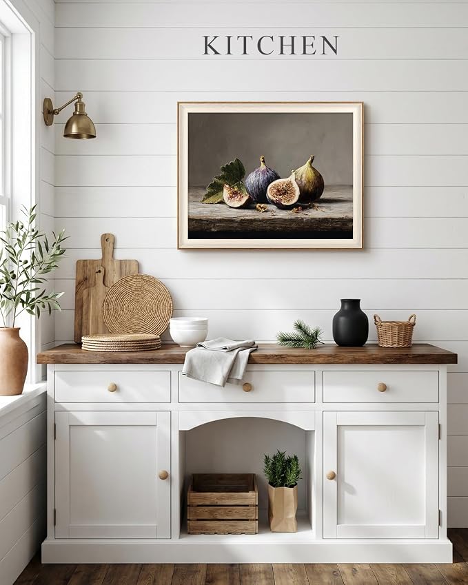 VIYYIEA Framed Wall Art for Living Room, Still Life Fig Canvas Prints, Rustic - Image 3