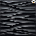 STICKGOO Black 3D Wall Panels, Wave Design Textured PVC Wall Panels, by STICKGOO