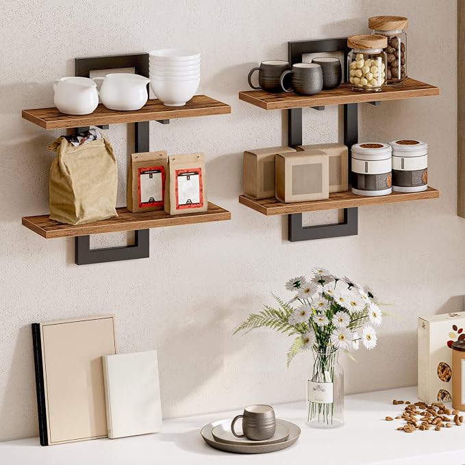 HOOBRO Floating Shelves, 15 Inch Wall Shelf Set of 2, Wall Mounted Storage - Image 9