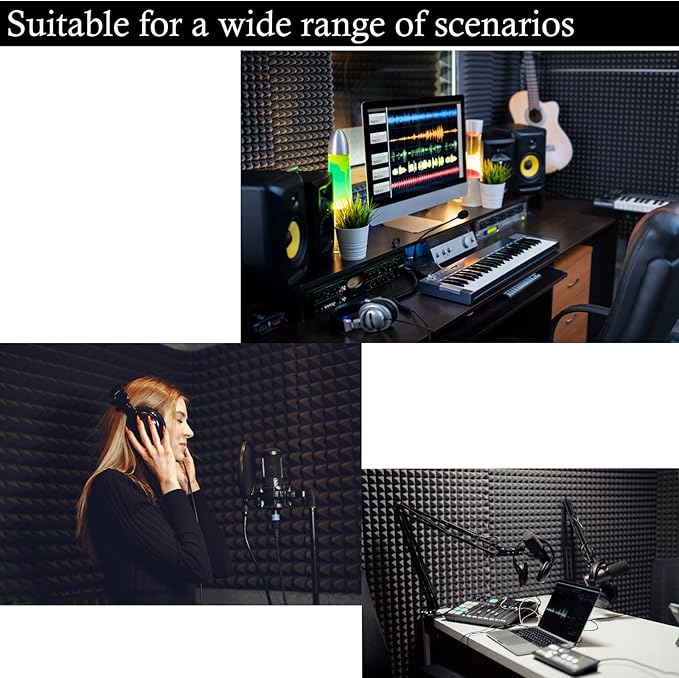 4 Pack Acoustic Foam, High Density Fire Resistant Soundproof Panels - Image 5