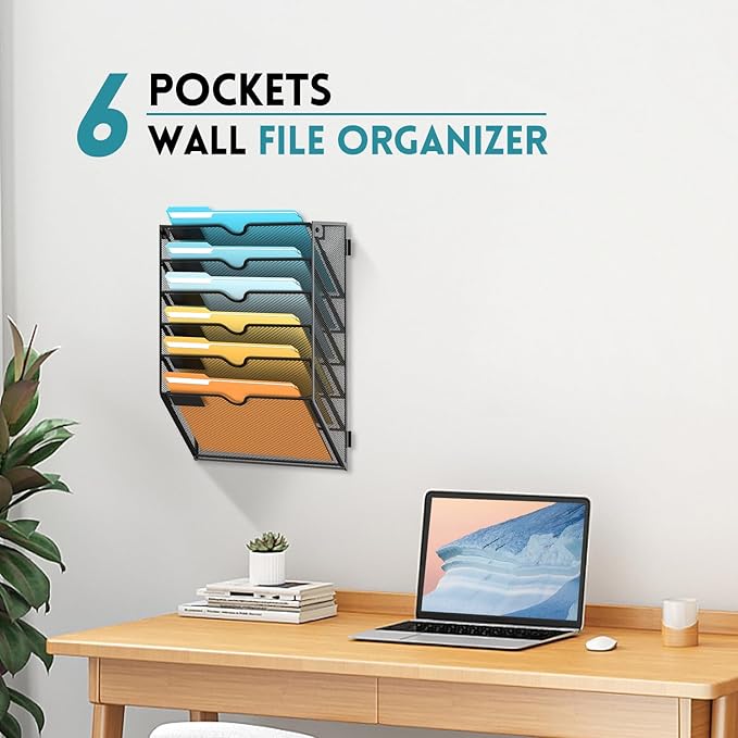SUPEASY 6 Tier Wall File Organizer, Hanging Wall Mounted Mail Organizer - Image 5