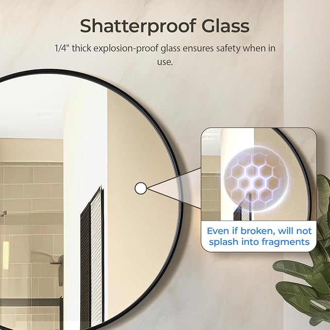 USHOWER Bathroom Mirrors for Over Sink, 30 Inch Circle Mirror - Image 5