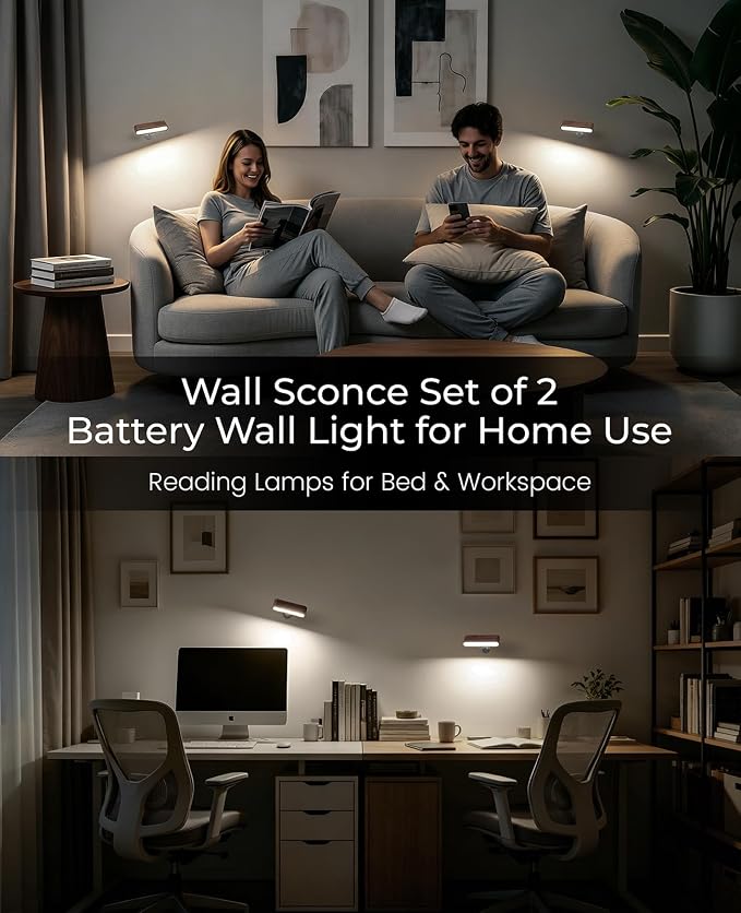 Wood LED Wall Sconce Magnetic 360°Rotate Mounted Mini Lamp Brightness - Image 8