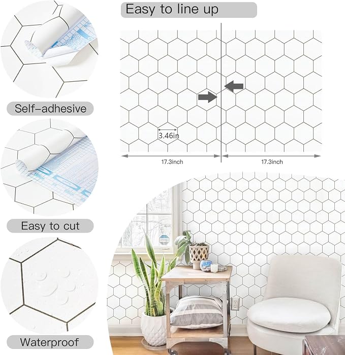 Kitchen Peel and Stick Wallpaper White Wallpaper Contact Paper - Image 2