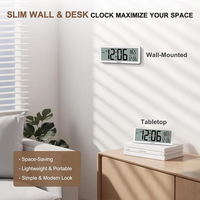Soobest 8.5 Inch Digital Wall Clock Battery Operated - Image 6