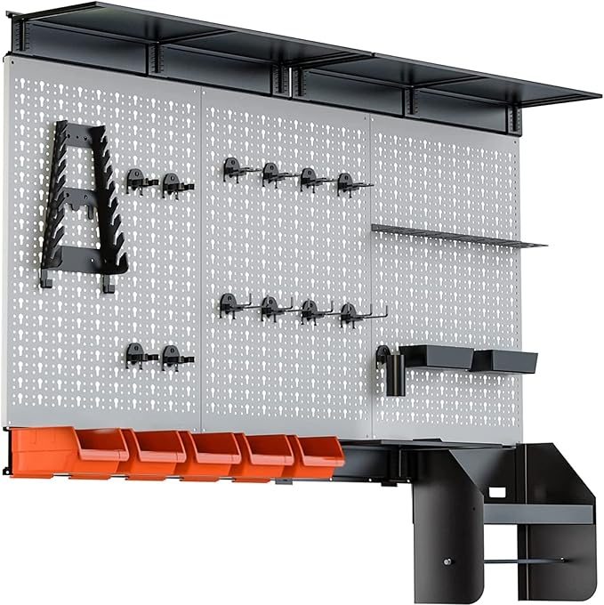 TORACK Pegboard Wall Organizer 4 ft. Garage Metal Pegboard Tool Organizer System by TORACK