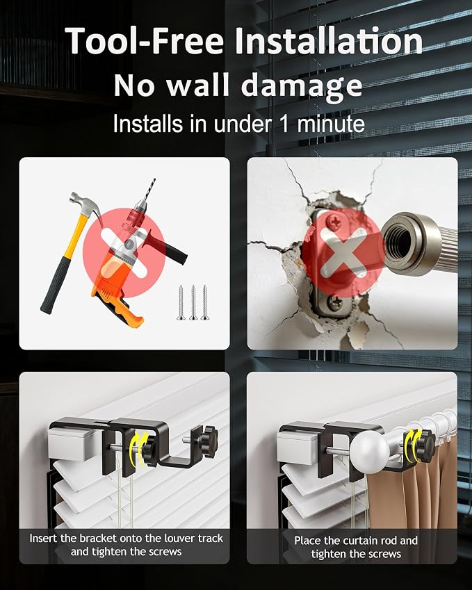 Mimiio No Drill Curtain Rod Brackets - Image 3