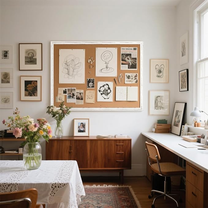 Large Cork Board, Big Bulletin Board White Framed Corkboard - Image 2