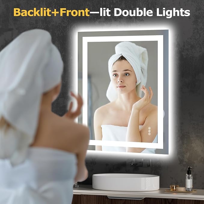 Hivone 36.1X28.1 LED Bathroom Mirror - Image 2