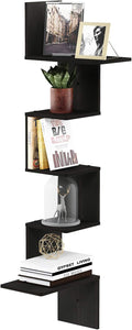 Furinno Rossi Wall Mounted Shelves, 5-Tier Rectangle, Espresso/Black by Furinno-FitsYourSpaceFitsYourBudget