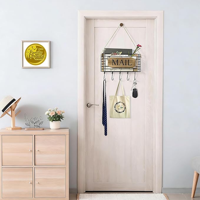 SRIWATANA Mail Organizer Wall Mount, Rustic Mail Holder Key Holder - Image 2