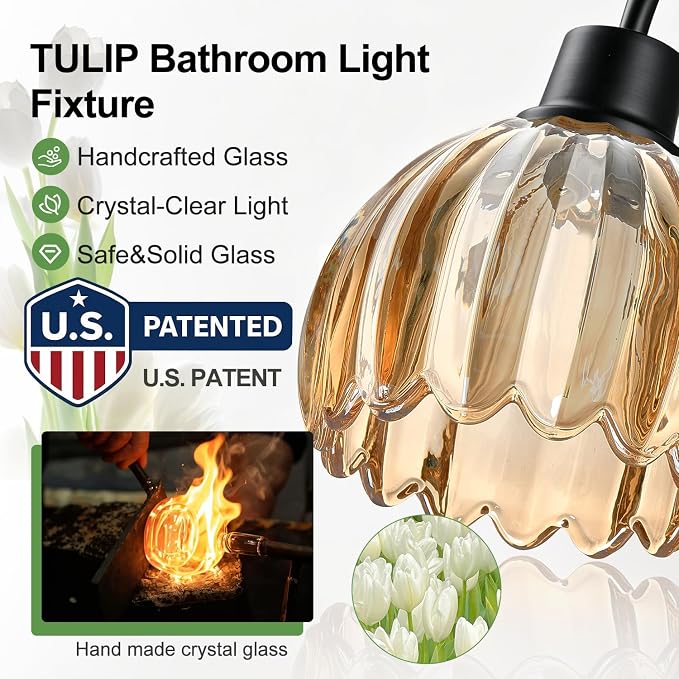 Bathroom Light Fixtures, 3-Light Black Vanity Light - Image 3