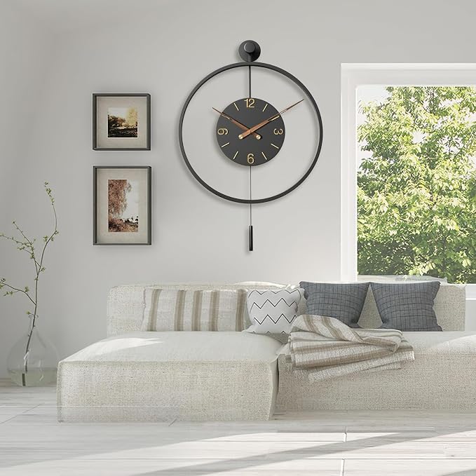 34.6×24 Inch Large Modern Decorative Oversized Pendulum Wall Clocks - Image 5