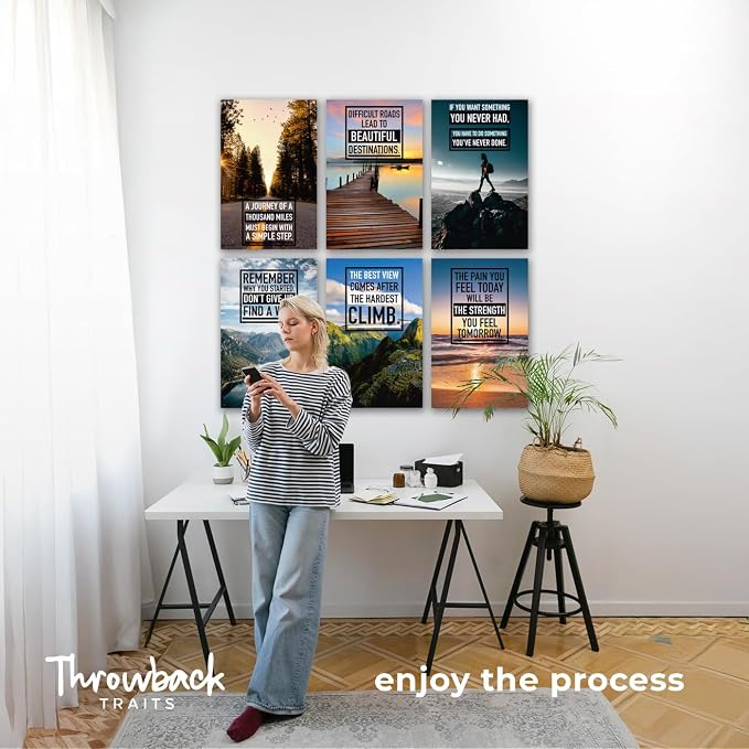 Throwbacktraits Canvas Motivational Wall Art – Set of 6 Inspirational Prints - Image 3