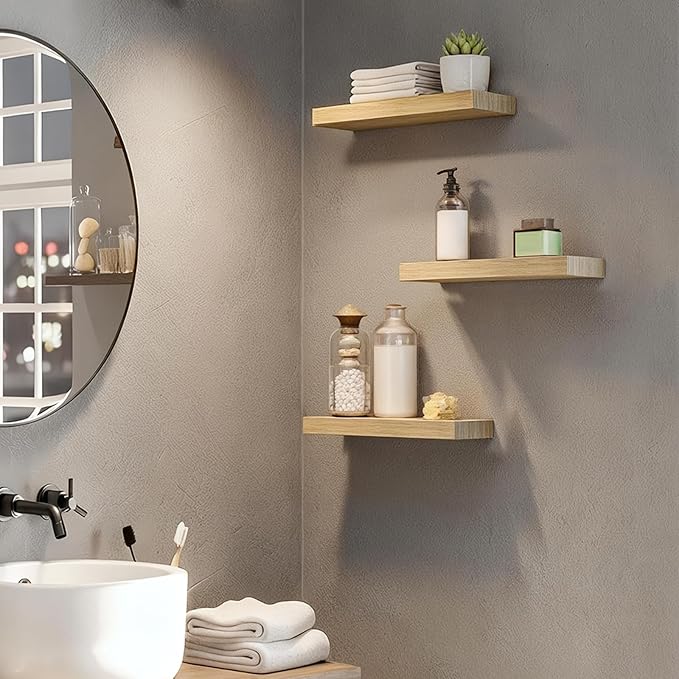 HOOBRO Floating Shelves for Wall, Wall Mounted Shelf Set of 2, 15.7" Hanging - Image 4