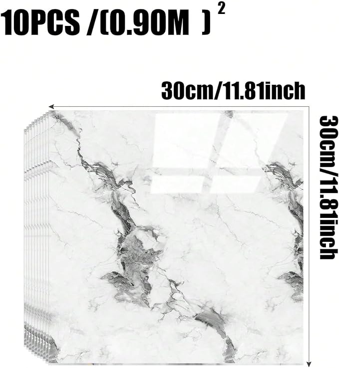 Chejiaye 10pcs Marble Peel and Stick Backsplash Waterproof Washroom Wall Panels - Image 4