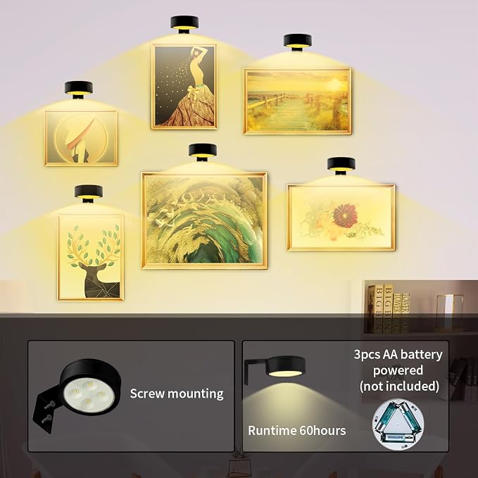 Arixinks 3PACK Picture Light Battery Operated - Image 3
