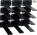12 Pack - 6 inch Black Hidden L Shelf Bracket Iron Floating Shelf Brackets by MHMYDZ